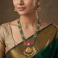 Peacock Design Long Haara with Ruby Stone and Pearl Fringe
