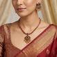 Classic Antique Necklace with Floral Rosette and Bell Fringe