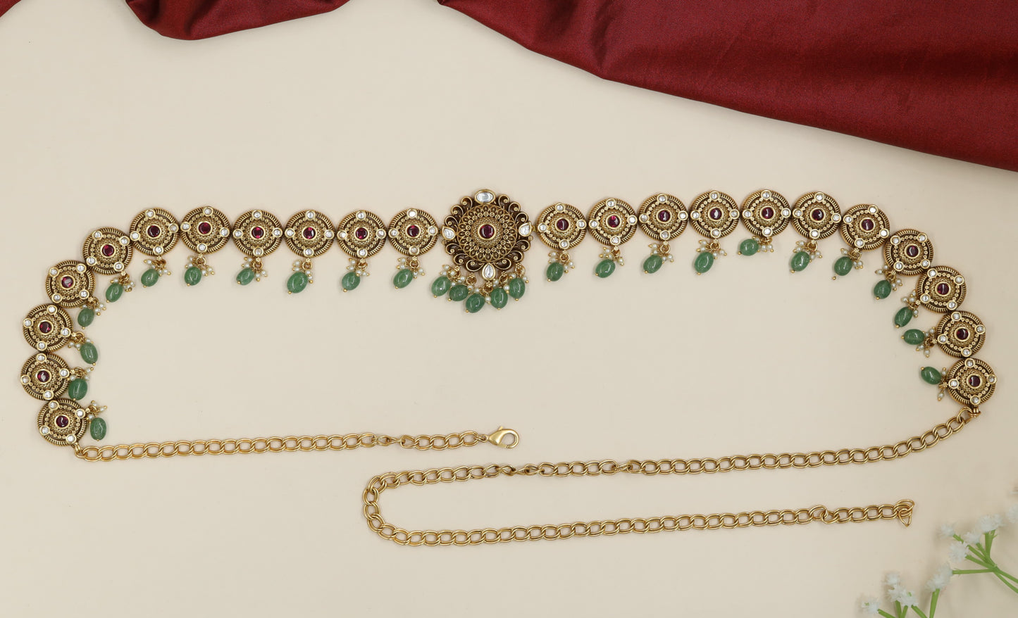 Classic coin row Antique Waist Belt with statement centre detailing