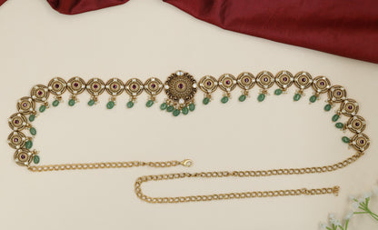 Classic coin row Antique Waist Belt with statement centre detailing