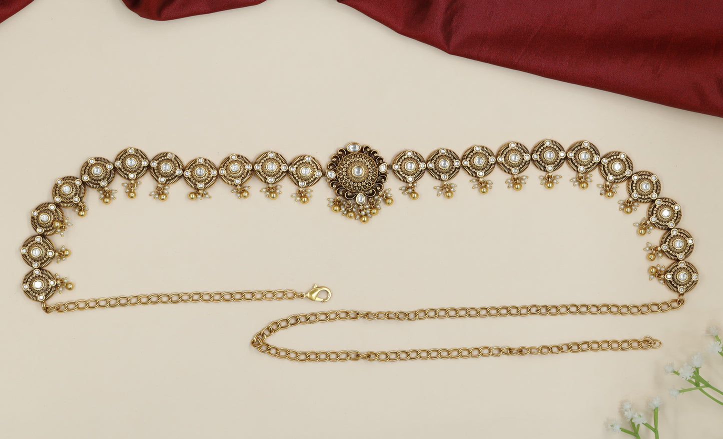Classic coin row Antique Waist Belt with statement centre detailing