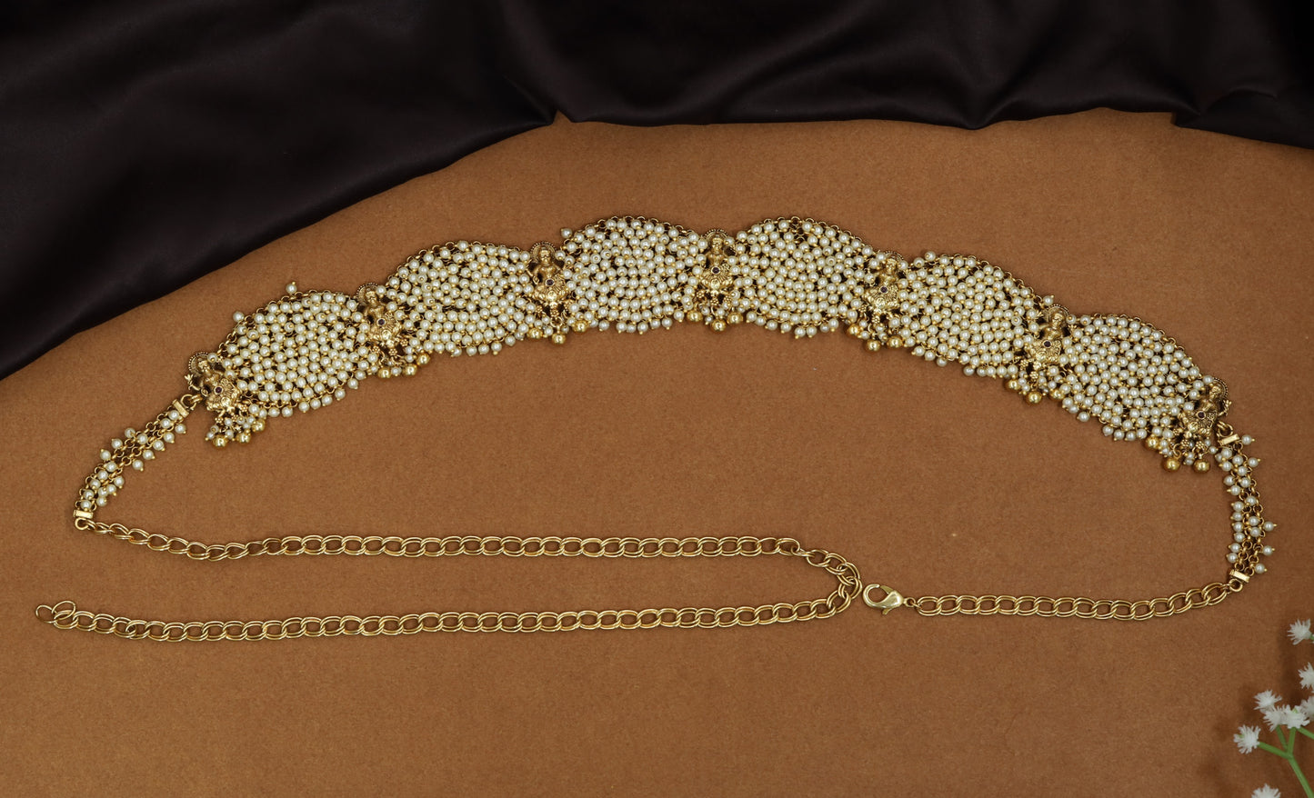 Pearl weave Antique Waist Belt with ornate panel craftsmanship