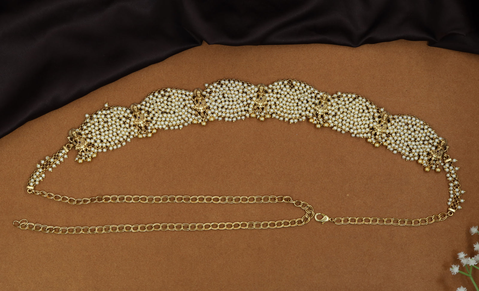 Pearl weave Antique Waist Belt with ornate panel craftsmanship
