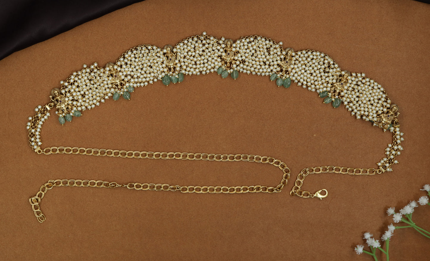 Pearl weave Antique Waist Belt with ornate panel craftsmanship
