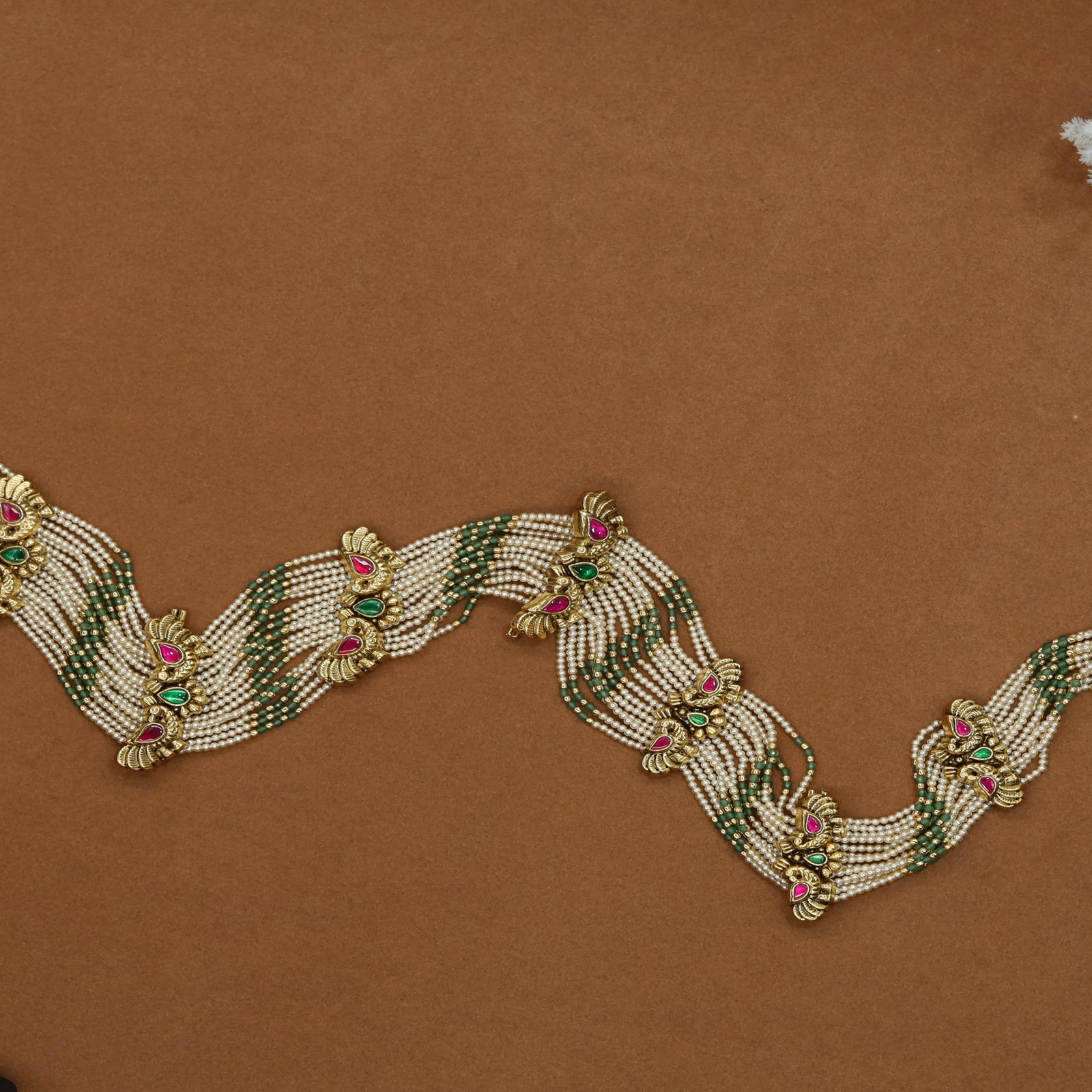 Grand Antique Haaram with Decorative Connectors and Bead Drapes