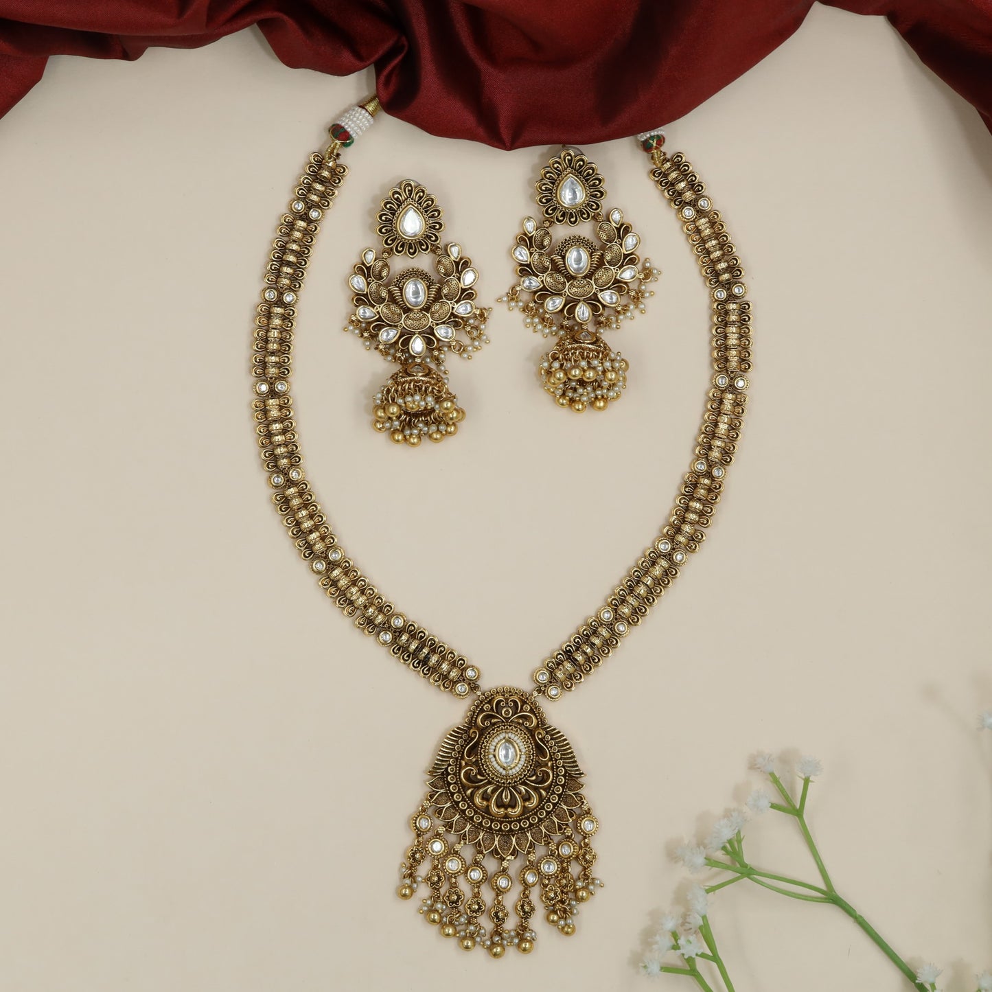 Heritage Antique Long Haara with detailed pendant artistry and layered drops