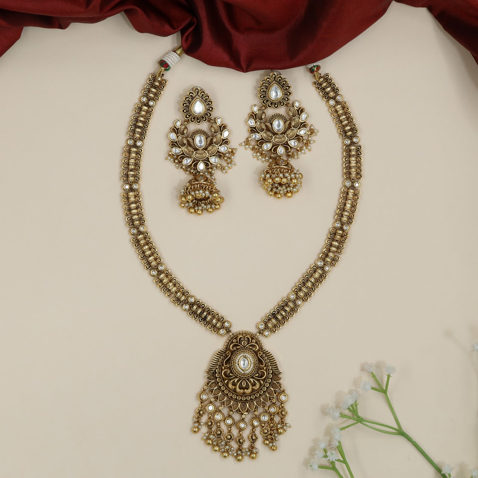 Heritage Antique Long Haara with detailed pendant artistry and layered drops