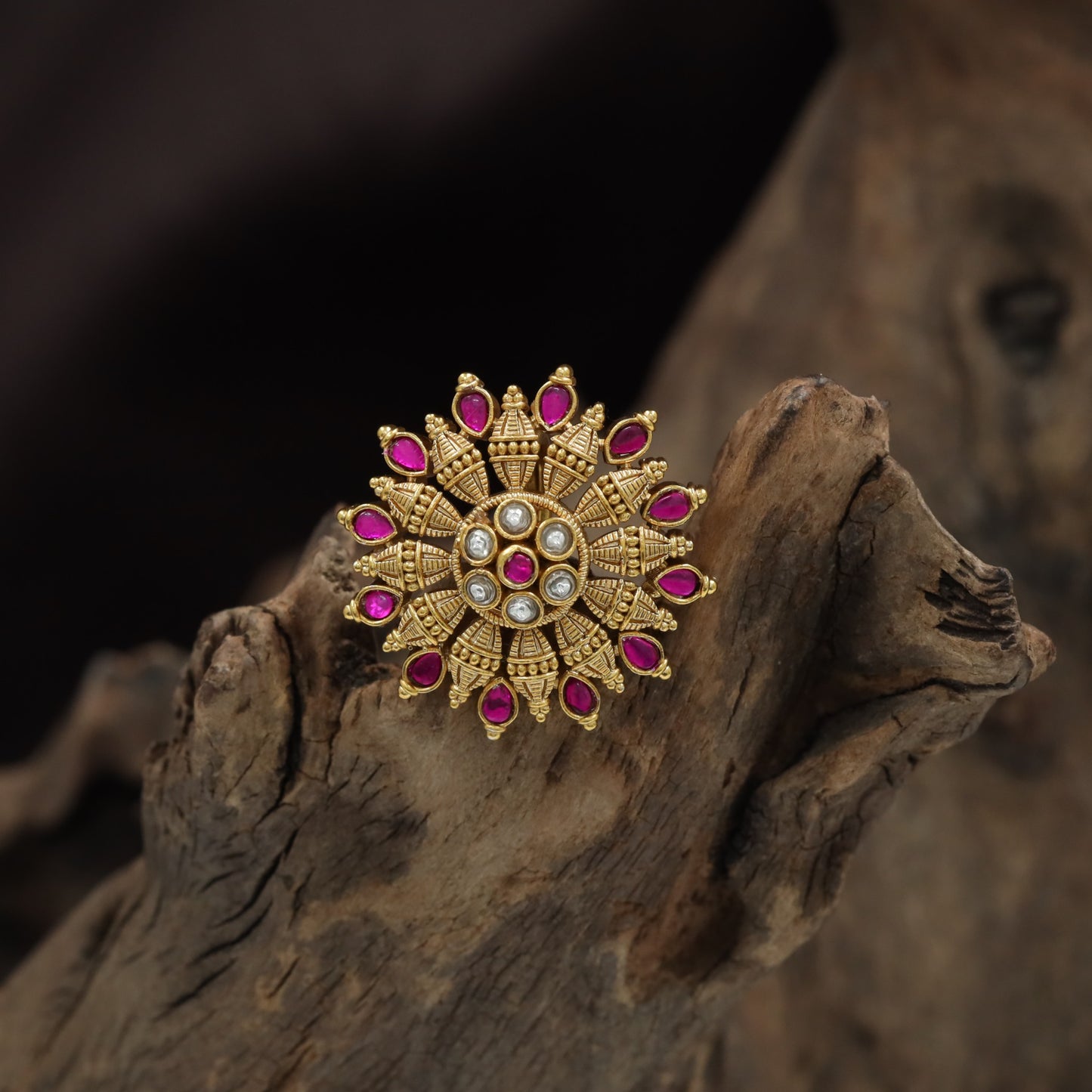 Sunburst Medallion Jadau Jade Bille with Radiating Petal Design