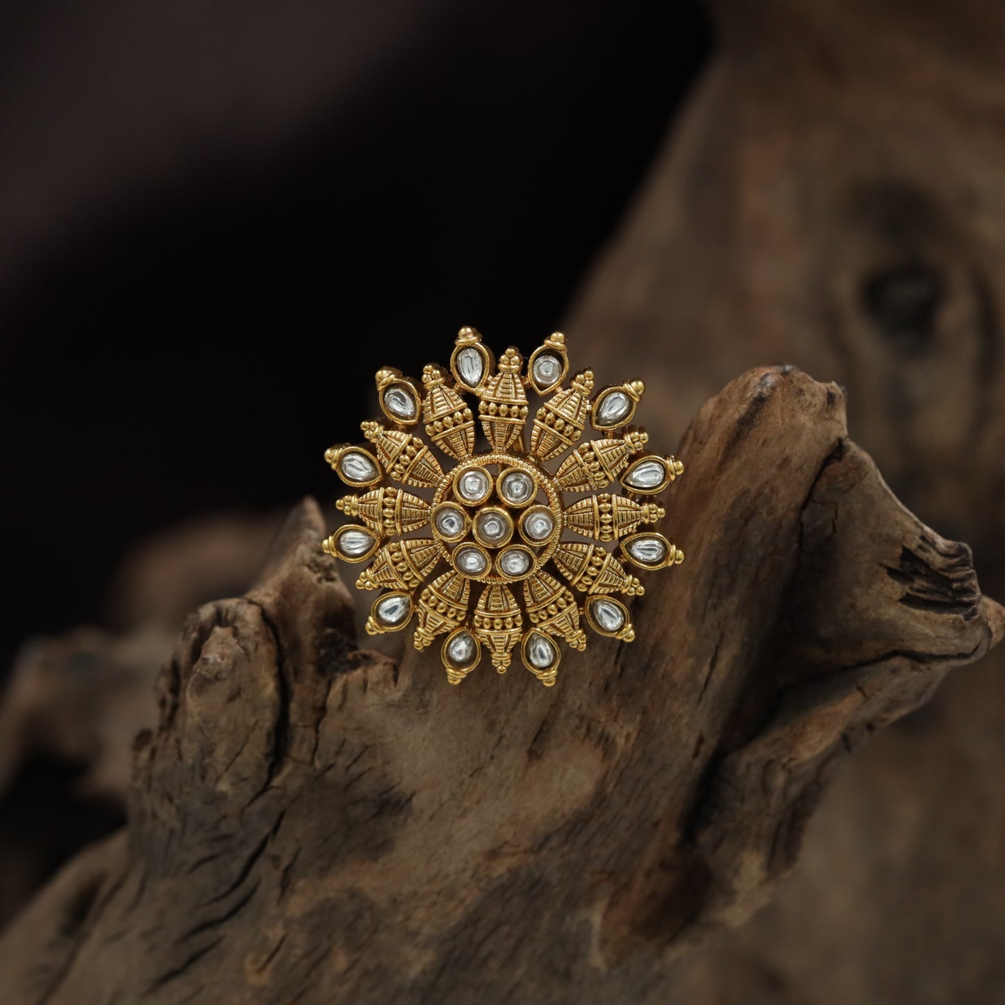 Sunburst Medallion Jadau Jade Bille with Radiating Petal Design