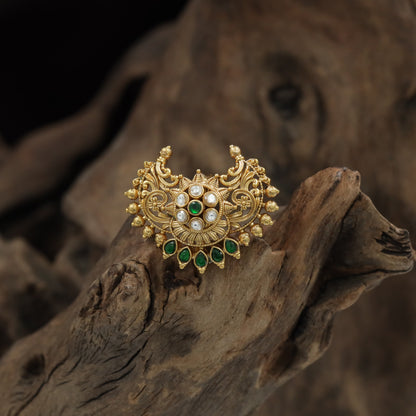Floral Medallion Jadau Jade Bille with Regal Scrollwork Design