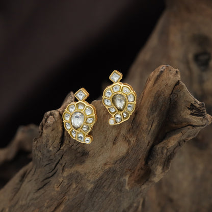 Traditional Mango Design Jadau Stud Earrings