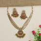 Ethnic Kundan Necklace Showcasing Concentric Beaded Rims and Symmetrical Studs