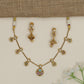 Prestige Kundan Necklace Finished with Raised Circular Rims and Bell Drops