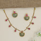 Temple Kundan Necklace with Semicircular Lotus Pendant and Oval Drops