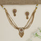 Disc Pendant Kundan Necklace with Chain Tassel Fringe