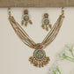 Circular Pendant Kundan Necklace with Botanical Design Elements