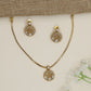Lotus Design Necklace with Round Pendant Composition