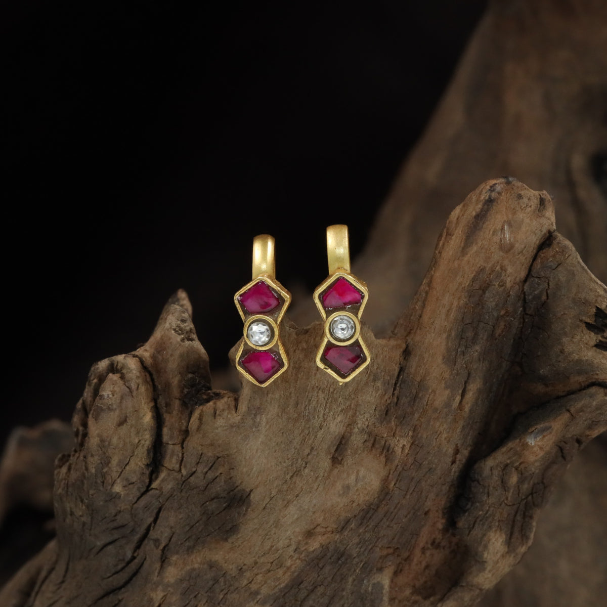 Traditional ear bugadi with hexagon-inspired design