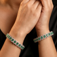 Interlocking link Rhodium bangles with oval accents