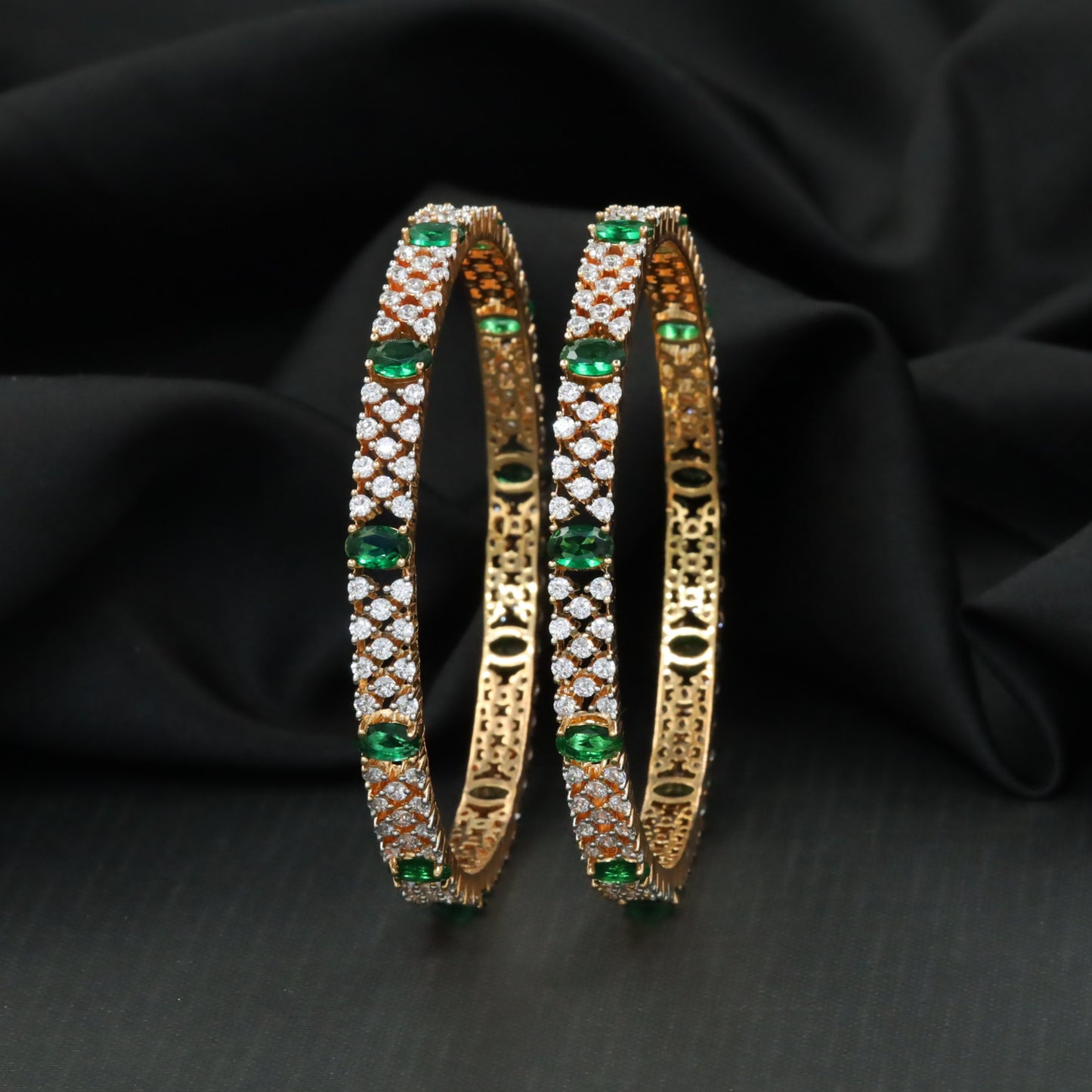 Rosette cluster GJ bangles with floral medallion detailing