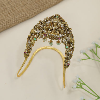 Gajalakshmi temple armlet with ornamental drop accents