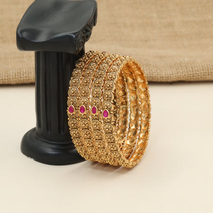 Rosette medallion bangles with floral coin detailing