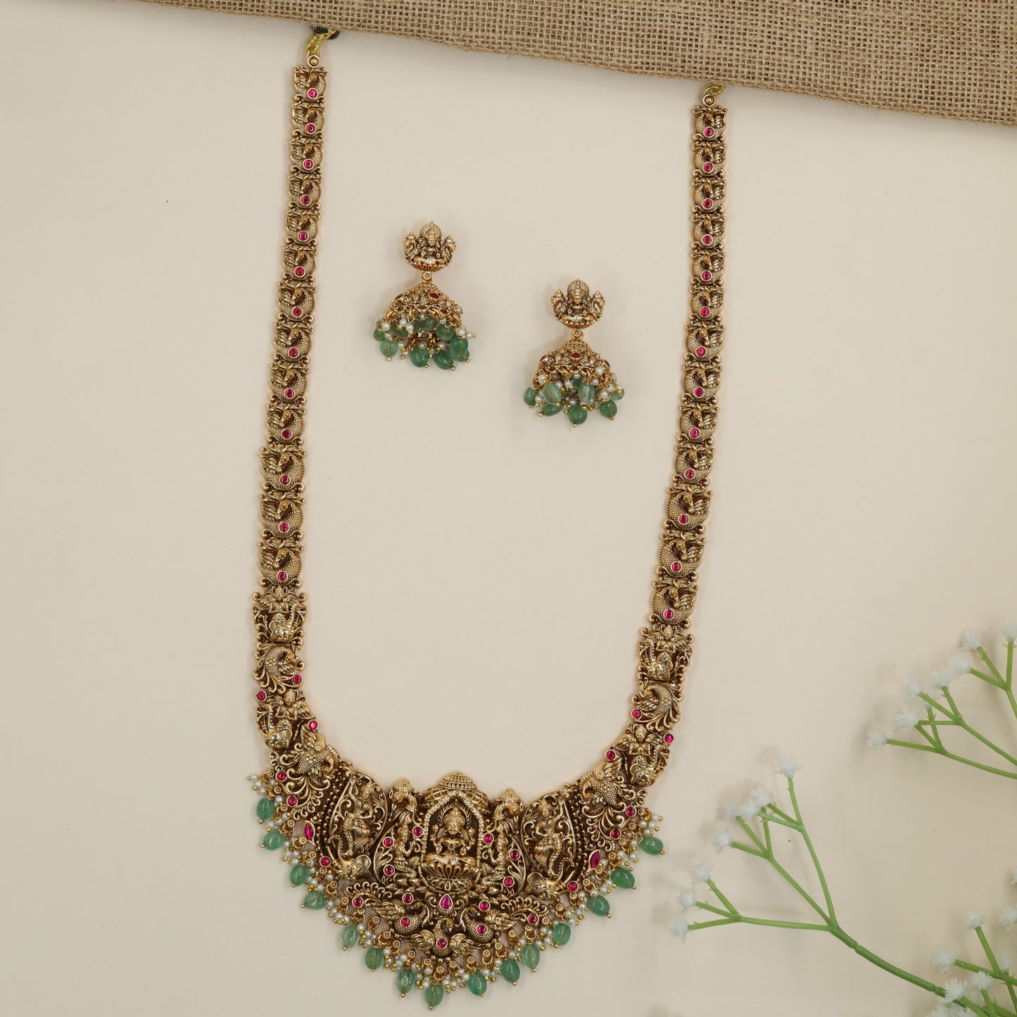 Temple jewellery long haara with Lakshmi pendant focal point