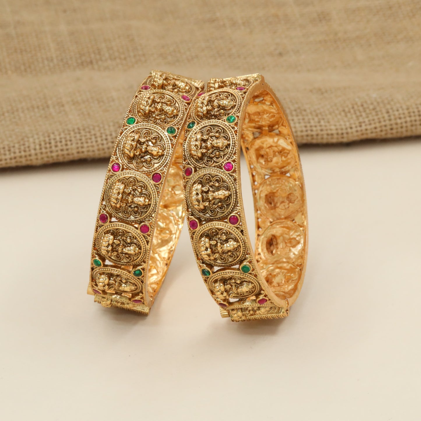 Lakshmi motif bangles with heritage temple detailing