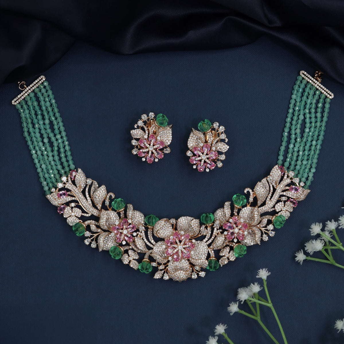 Botanical-inspired choker with detailed embellishments