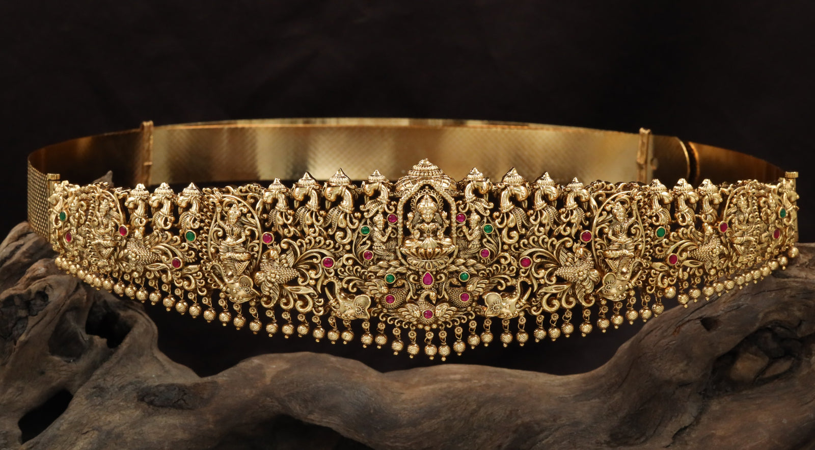 Lakshmi peacock antique dabu with temple motif detailing
