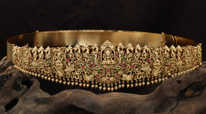 Lakshmi peacock antique dabu with temple motif detailing