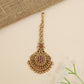 Antique floral tikka with sunburst medallion and bead fringe