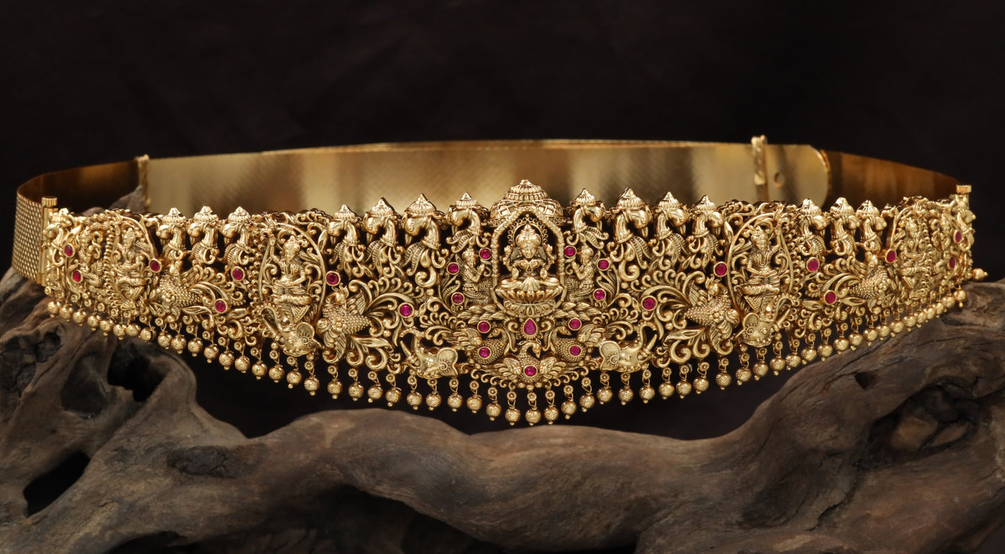 Lakshmi peacock antique dabu with temple motif detailing