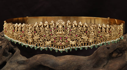 Lakshmi peacock antique dabu with temple motif detailing