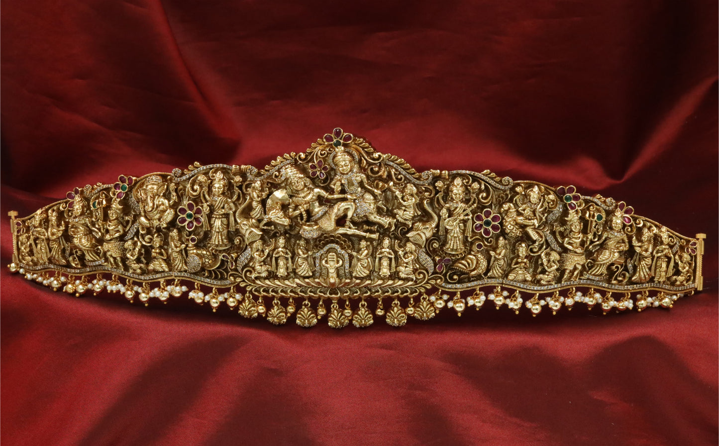 Imperial dabu featuring Shiva Parvati centerpiece and sacred motifs