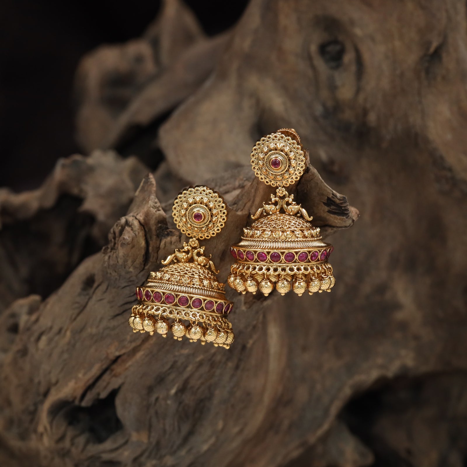 Classic jhumka with circular crest and layered bell detailing