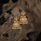 Temple jhumka with Lakshmi stud and layered dome detailing