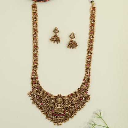 Royal Antique Lakshmi long haara with heritage temple detailing