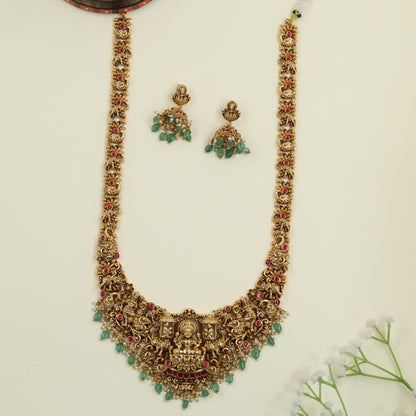 Royal Antique Lakshmi long haara with heritage temple detailing