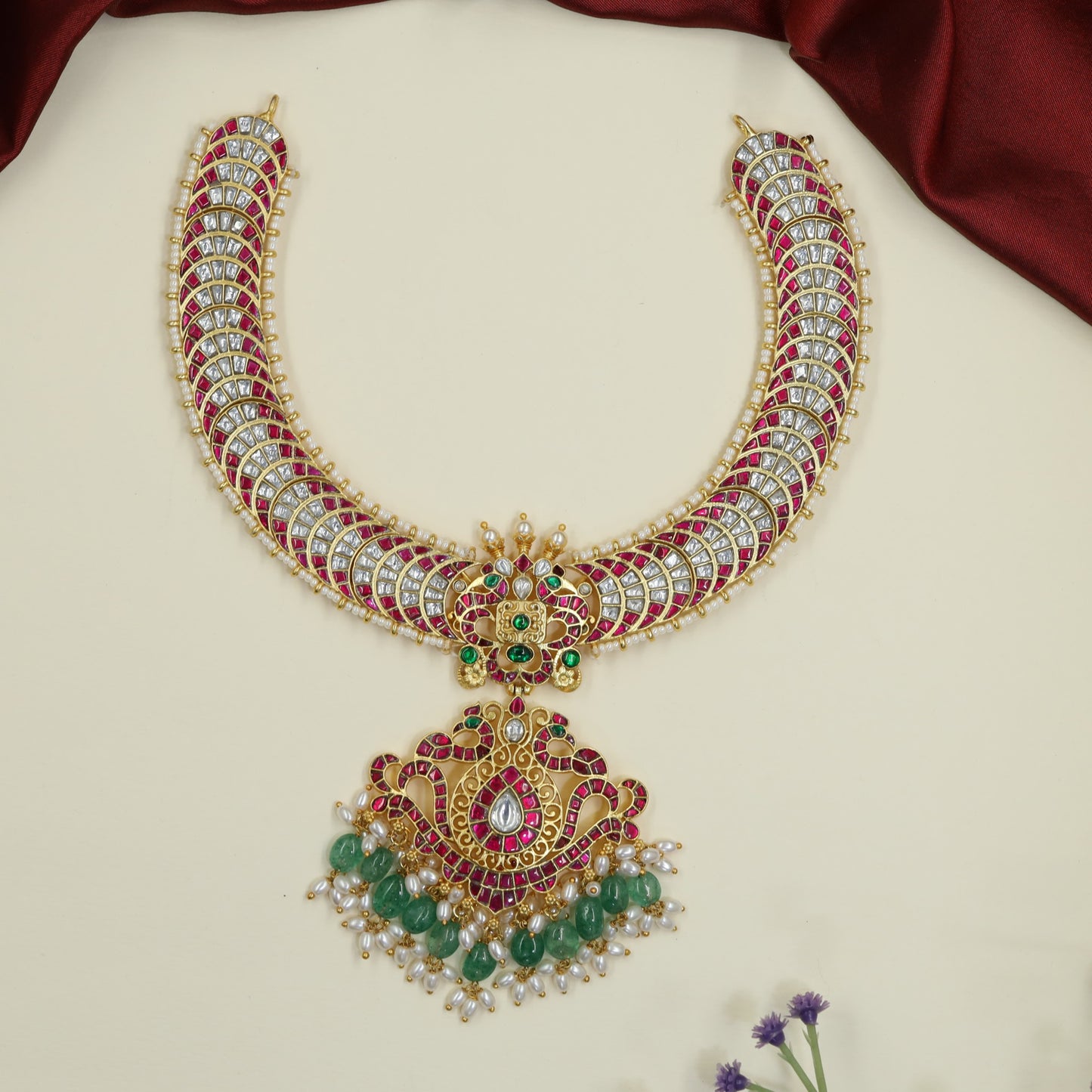 Royal Occasion Jadau Necklace with Ornate Centrepiece
