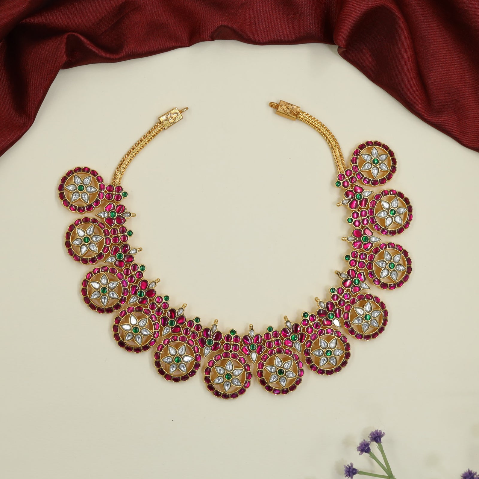 Classic Bridal Necklace with Rosette Drop Design