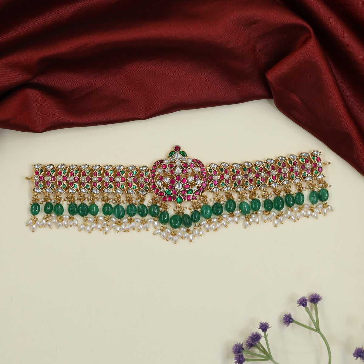 Signature Rosette Jadau Choker with Elegant Detailing