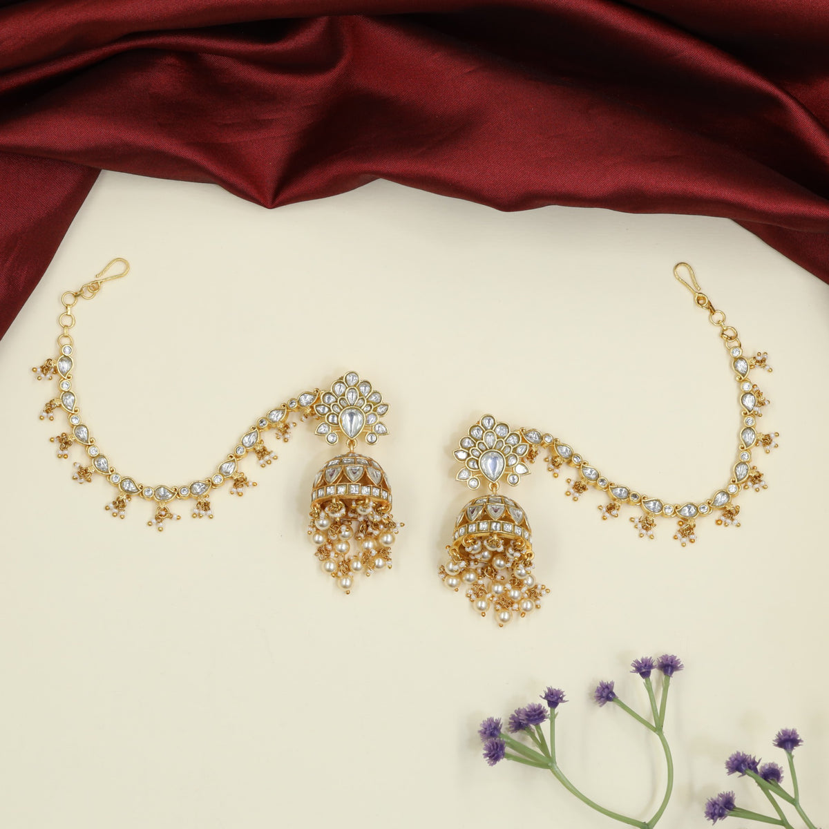 Twin Bloom Jadau Jumka and Mati Set