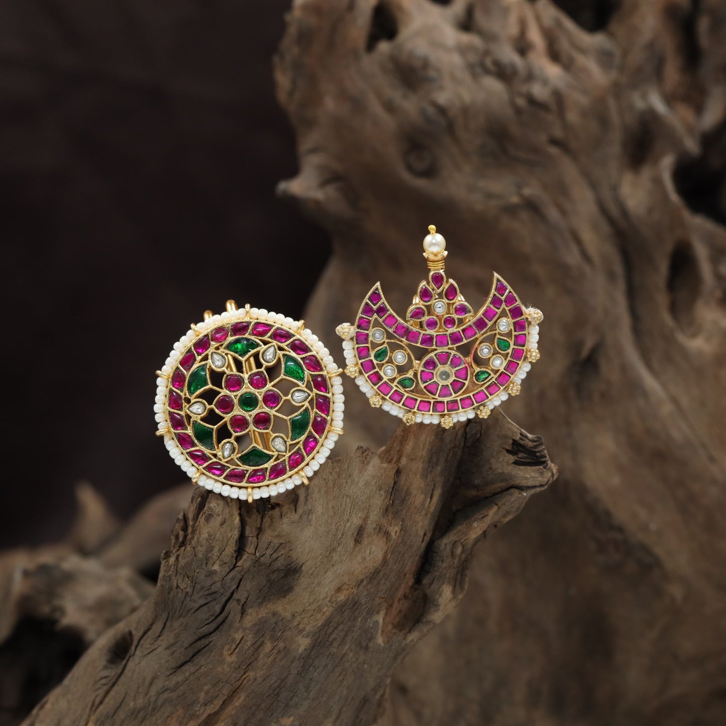 Signature Jadau Sun Moon with Ornate Floral Craftsmanship