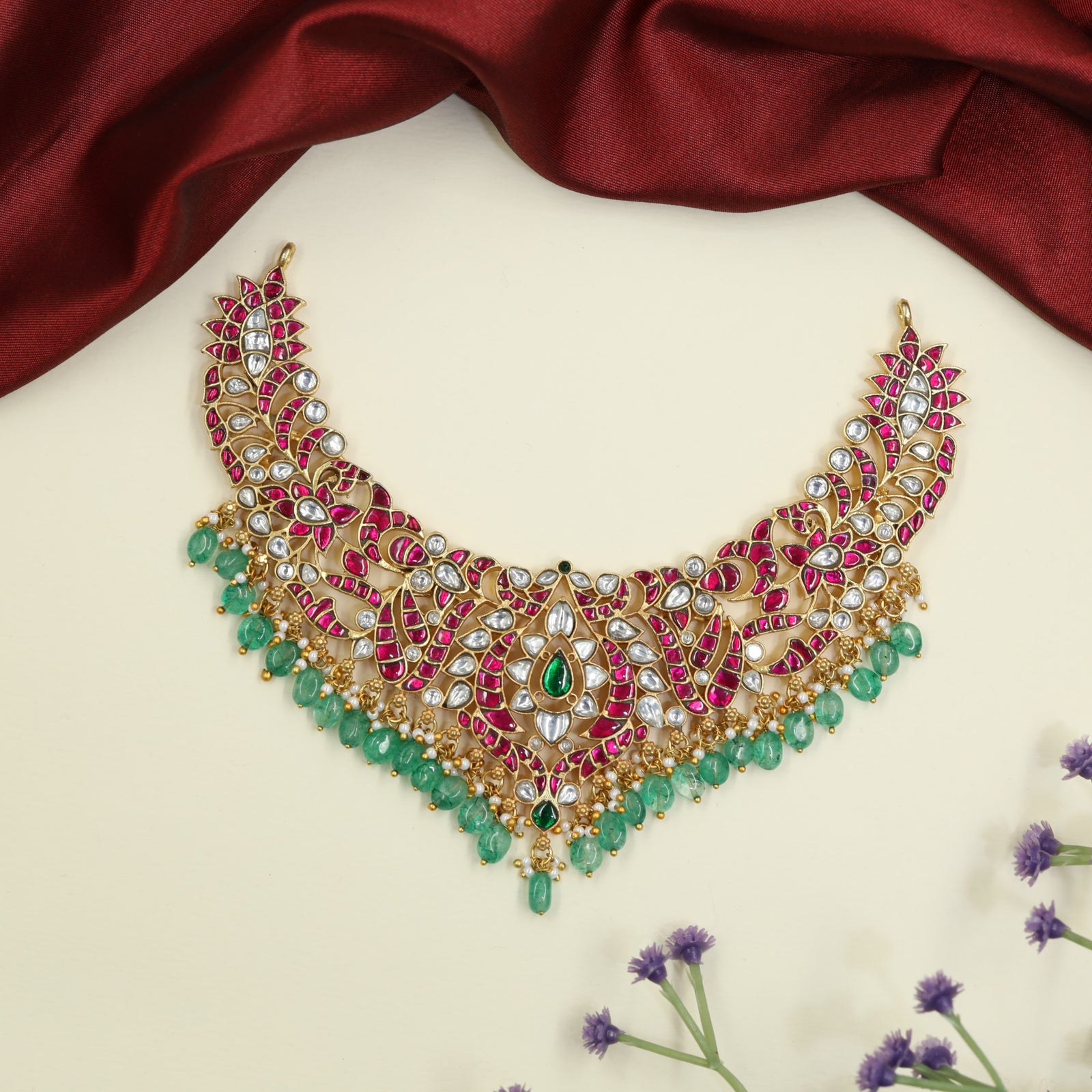 Prestige Collection Jadau Necklace with Statement Openwork Centerpiece