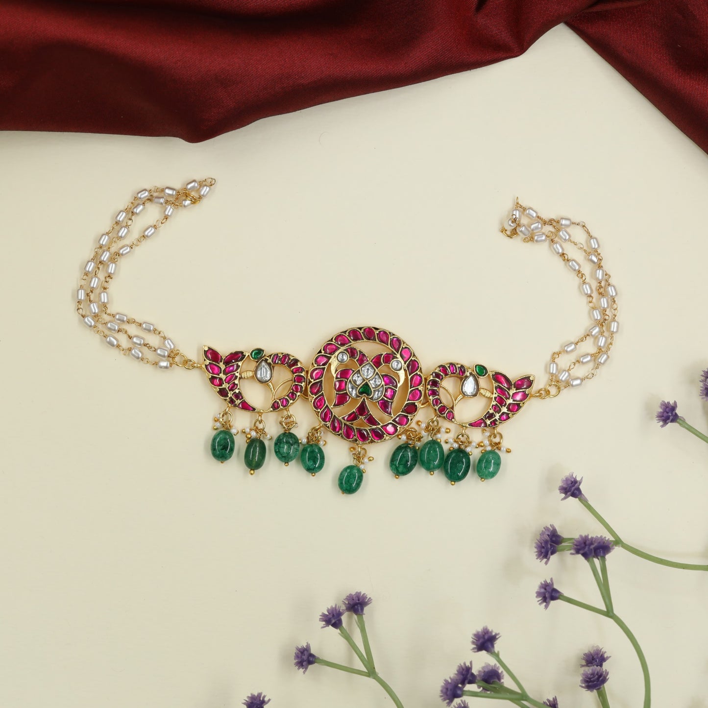 Maharaja Edit Jadau Beads Choker with Ornate Circular Detailing