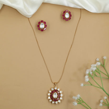 Kundan Rosette Pendant Chain Set