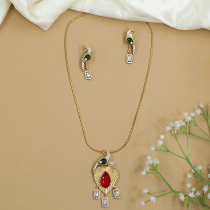 Kundan Peacock Pendant Chain Set