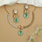 Premium Kundan Twin Elephant Necklace Set with Teardrop
