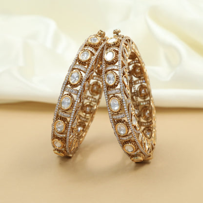 Classic Kundan Bangles with Structured Oval Frames